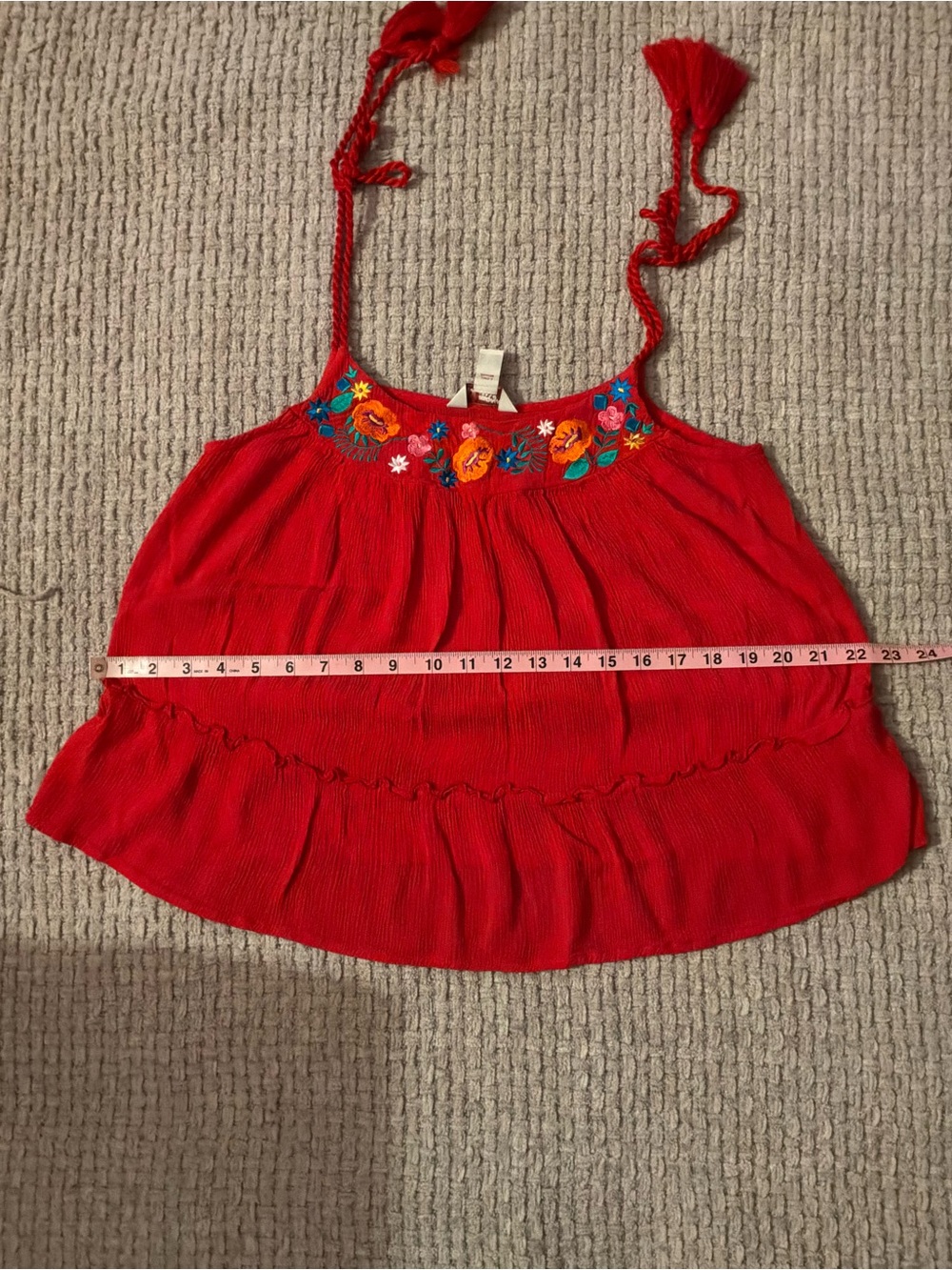 🌙✨Arizona Jean Company Red Embroidered Floral Top - Picture 5 of 8